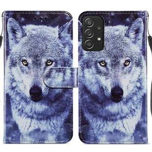 For Samsung Galaxy A53 5G Painted Pattern Horizontal Flip Leather Phone Case(White Wolf)
