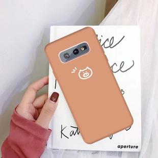 For Galaxy S10e Little Pig Pattern Frosted TPU Protective Case(Coral Orange)