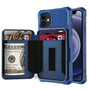 For iPhone 12 mini Zipper Wallet Card Bag PU Back Case (Blue)