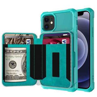 For iPhone 12 mini Zipper Wallet Card Bag PU Back Case (Green)