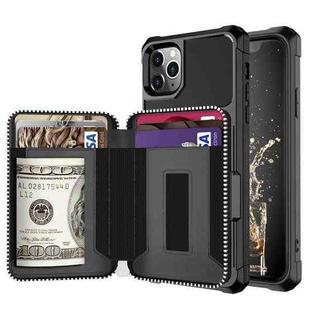For iPhone 12 Pro Max Zipper Wallet Card Bag PU Back Case(Black)