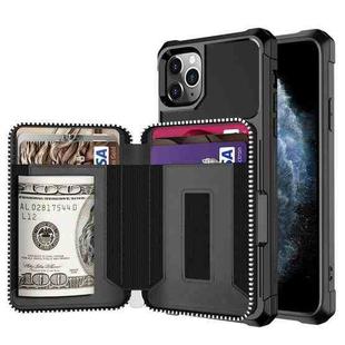 For iPhone 11 Pro Zipper Wallet Card Bag PU Back Case (Black)