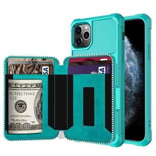 For iPhone 11 Pro Zipper Wallet Card Bag PU Back Case (Green)