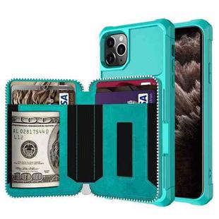 For iPhone 11 Pro Max Zipper Wallet Card Bag PU Back Case (Green)