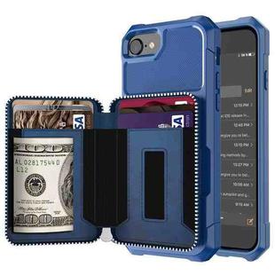 For iPhone SE 2022 / SE 2020 / 8 / 7 / 6 / 6s Zipper Wallet Card Bag PU Back Case(Blue)