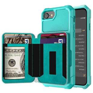 For iPhone SE 2022 / SE 2020 / 8 / 7 / 6 / 6s Zipper Wallet Card Bag PU Back Case(Green)