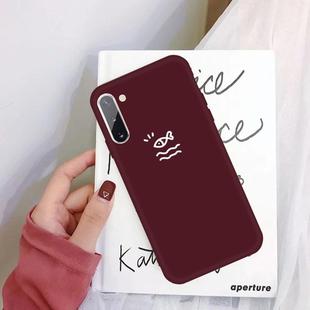 For Galaxy Note10 Little Fish Pattern Frosted TPU Protective Case(Wine Red)