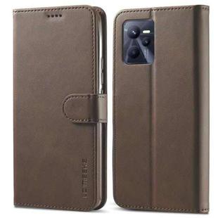 For OPPO Realme C35 LC.IMEEKE Calf Texture Leather Phone Case(Coffee)