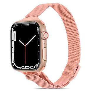 Milanese Small Waist Watch Band For Apple Watch Ultra 49mm / Series 8&7 45mm / SE 2&6&SE&5&4 44mm / 3&2&1 42mm(Barbie Pink)