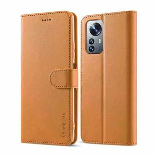 For Xiaomi 12/12X/12S LC.IMEEKE Calf Texture Leather Phone Case(Brown)