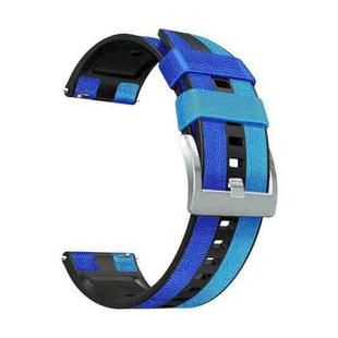 22mm Double Patch Leather Tricolor Watch Band for Huawei Watch GT 3 46mm(Blue Black)