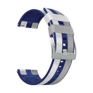 22mm Double Patch Leather Tricolor Watch Band for Huawei Watch GT 3 46mm(Grey White Blue)