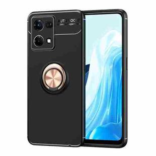 For OPPO Reno7 4G Metal Ring Holder 360 Degree Rotating TPU Phone Case(Black Gold)