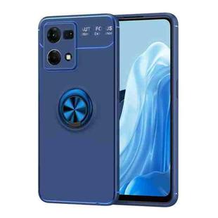 For OPPO Reno7 4G Metal Ring Holder 360 Degree Rotating TPU Phone Case(Blue)