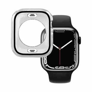 PC + Tempered Glass Film Waterproof Watch Case with Lower Cover For Apple Watch Series 8 / 7 41mm(Frosted Transparent)