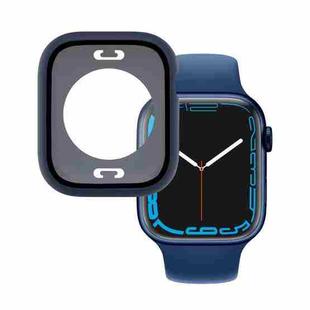 PC + Tempered Glass Film Waterproof Watch Case with Lower Cover For Apple Watch Series 8 / 7 41mm(Dark Blue)