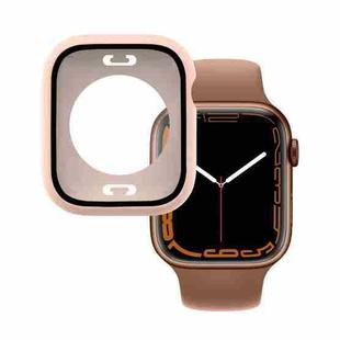 PC + Tempered Glass Film Waterproof Watch Case with Lower Cover For Apple Watch Series 8 / 7 45mm(Pink)