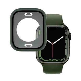 PC + Tempered Glass Film Waterproof Watch Case with Lower Cover For Apple Watch Series 8 / 7 45mm(Green)