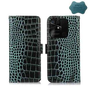 For Xiaomi Redmi 10C / 10 India Crocodile Top Layer Cowhide Leather Phone Case(Green)
