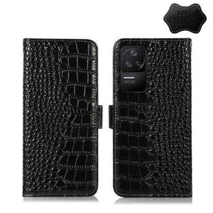 For Xiaomi Redmi K40S Crocodile Top Layer Cowhide Leather Phone Case(Black)