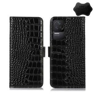 For Xiaomi Redmi K50 / K50 Pro Crocodile Top Layer Cowhide Leather Phone Case(Black)
