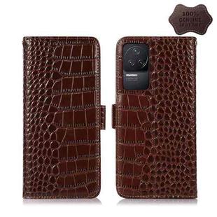For Xiaomi Redmi K50 / K50 Pro Crocodile Top Layer Cowhide Leather Phone Case(Brown)
