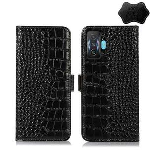 For Xiaomi Redmi K50 Gaming Crocodile Top Layer Cowhide Leather Phone Case(Black)