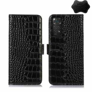 For Xiaomi Redmi Note 11 4G/11S 4G Global Crocodile Top Layer Cowhide Leather Phone Case(Black)