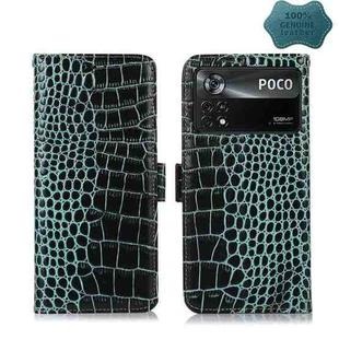 For Xiaomi Poco X4 Pro 5G Crocodile Top Layer Cowhide Leather Phone Case(Green)