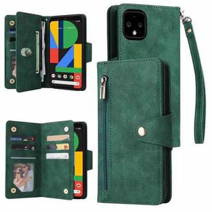 For Google Pixel 4 XL Rivet Buckle 9 Cards Three Fold Leather Phone Case(Green)