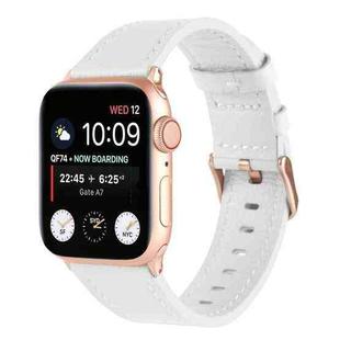 Small Waist Genuine Leather Watch Band For Apple Watch Series 8&7 41mm / SE 2&6&SE&5&4 40mm / 3&2&1 38mm(White)