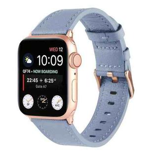 Small Waist Genuine Leather Watch Band For Apple Watch Series 8&7 41mm / SE 2&6&SE&5&4 40mm / 3&2&1 38mm(Cyan)