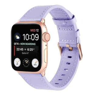 Small Waist Genuine Leather Watch Band For Apple Watch Series 8&7 41mm / SE 2&6&SE&5&4 40mm / 3&2&1 38mm(Purple)