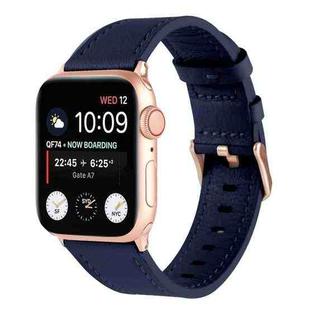 Small Waist Genuine Leather Watch Band For Apple Watch Series 8&7 41mm / SE 2&6&SE&5&4 40mm / 3&2&1 38mm(Dark Blue)