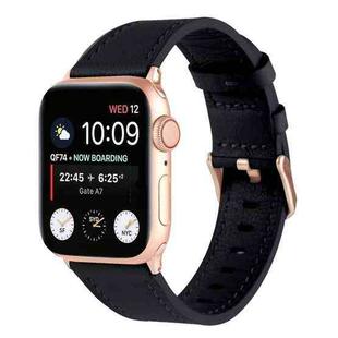 Small Waist Genuine Leather Watch Band For Apple Watch Series 8&7 41mm / SE 2&6&SE&5&4 40mm / 3&2&1 38mm(Black)