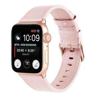 Small Waist Genuine Leather Watch Band For Apple Watch Ultra 49mm / Series 8&7 45mm / SE 2&6&SE&5&4 44mm / 3&2&1 42mm(Pink)