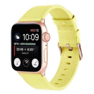 Small Waist Genuine Leather Watch Band For Apple Watch Ultra 49mm / Series 8&7 45mm / SE 2&6&SE&5&4 44mm / 3&2&1 42mm(Light Yellow)