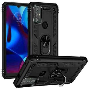 For Motorola Moto G Power (2022) Shockproof TPU + PC Phone Case with Holder(Black)