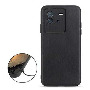 For vivo iQOO Neo6 Accurate Hole Lambskin Texture Genuine Leather Phone Case(Black)