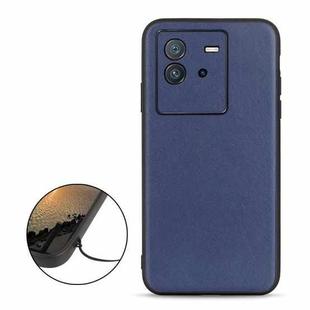 For vivo iQOO Neo6 Accurate Hole Lambskin Texture Genuine Leather Phone Case(Blue)