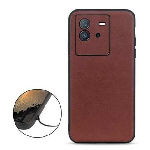 For vivo iQOO Neo6 Accurate Hole Lambskin Texture Genuine Leather Phone Case(Brown)