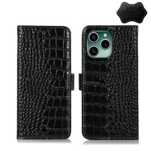For Honor 60 SE Crocodile Top Layer Cowhide Leather Phone Case(Black)