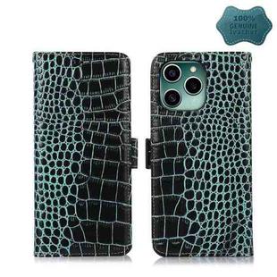 For Honor 60 SE Crocodile Top Layer Cowhide Leather Phone Case(Green)