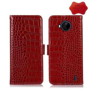 For Nokia C20 Plus Crocodile Top Layer Cowhide Leather Phone Case(Red)