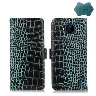 For Nokia C20 Plus Crocodile Top Layer Cowhide Leather Phone Case(Green)