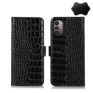 For Nokia G11 / G21 4G Crocodile Top Layer Cowhide Leather Phone Case(Black)