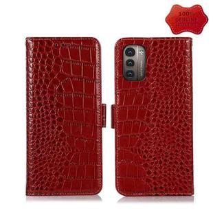 For Nokia G11 / G21 4G Crocodile Top Layer Cowhide Leather Phone Case(Red)