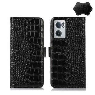 For OnePlus Nord CE 2 5G Crocodile Top Layer Cowhide Leather Phone Case(Black)