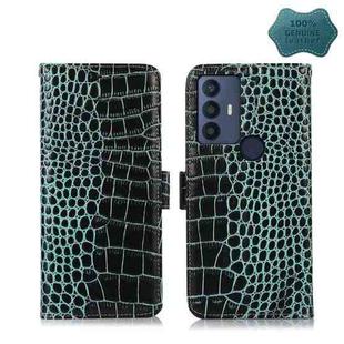 For TCL 30 SE/306/305 / Sharp Aquos V6/V6 Plus Crocodile Top Layer Cowhide Leather Phone Case(Green)