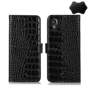 For Kyocera Digno BX2 Crocodile Top Layer Cowhide Leather Phone Case(Black)